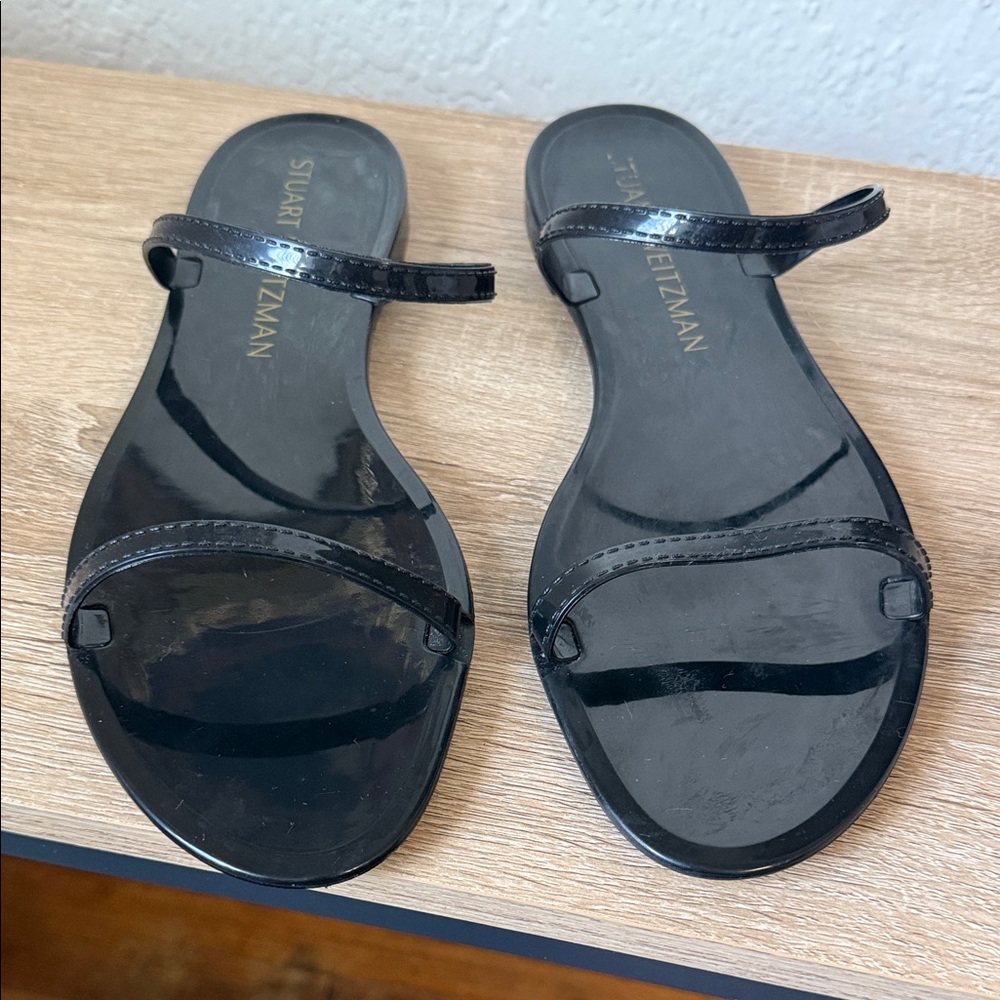Stuart Weitzman Women's Semi Shine Rubber Sawyer Slides Sandals Size 10